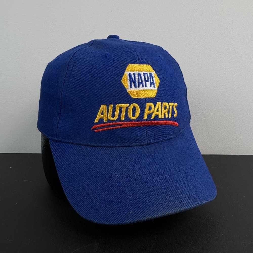 Vintage Y2K NAPA Racing Hat Blue Yellow Auto Parts Cap Strapback Adjustable